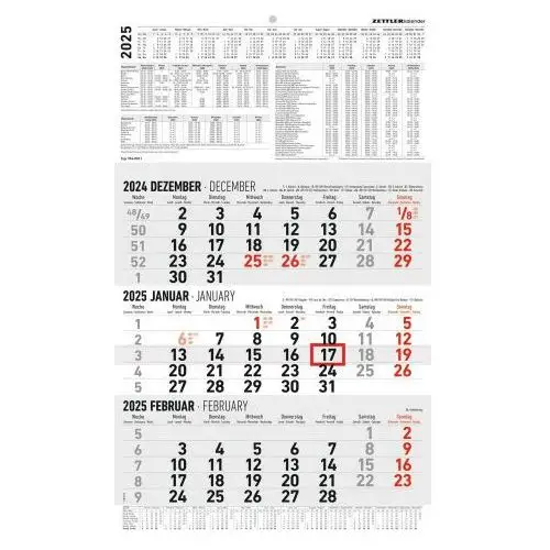 3-monatskalender groß 2025 - büro-kalender 30x48,8 cm (geöffnet) - mit datumsschieber - zettler - 954-0011 Neumann verlage gmbh & co