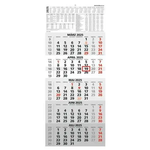 5-monatskalender 2025 - büro-kalender 30x58 cm (geöffnet) - mit datumsschieber - zettler - 971-0011 Neumann verlage gmbh & co