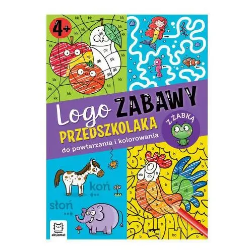 Logo zabawy przedszkolaka. do powtarzania i kolorowania z żabką Aksjomat