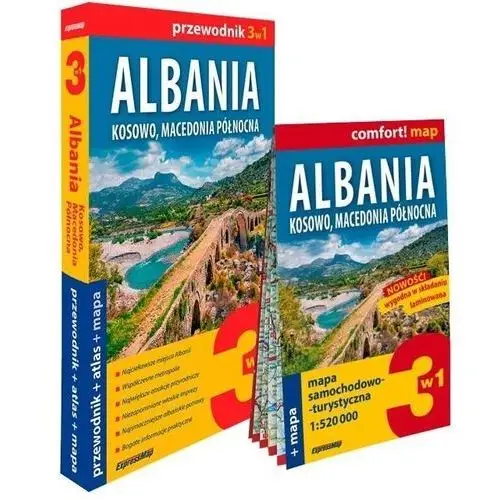 Albania Kosowo Macedonia Północna 3w1 przewodnik + atlas + mapa