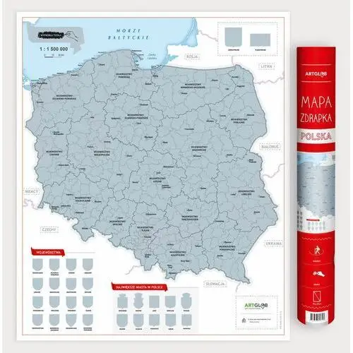 Mapa zdrapka polska 1:1 500 000