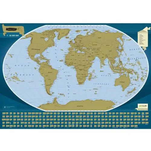 ArtGlob, Świat mapa zdrapka na podkładzie 1:50 000 000