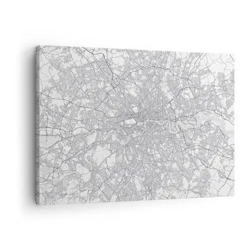 Arttor Obraz na płótnie 70x50 cm - mapa londyńskiego labiryntu - miasto, mapa miasta, londyn, grafika, anglia, do salonu, do sypialni, biały, czarny