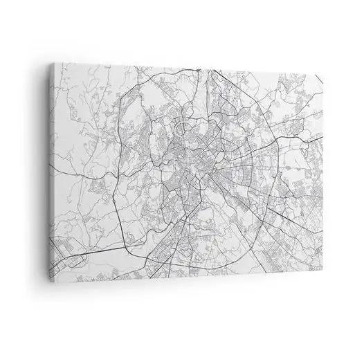 Arttor Obraz na płótnie 70x50 cm - rzymski krąg - miasto, mapa miasta, rzym, grafika, włochy, do salonu, do sypialni, biały, czarny, poziomy, płótno