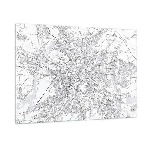 Arttor Obraz na szkle 100x70 cm - kwiat berlina - miasto, mapa miasta, berlin, grafika, niemcy, do salonu, do sypialni, biały, czarny, poziomy, szkło