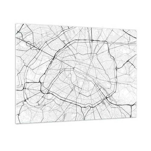Arttor Obraz na szkle 100x70 cm - kwiat paryża - miasto, mapa miasta, paryż, grafika, francja, do salonu, do sypialni, biały, czarny, poziomy, szkło