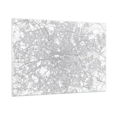 Obraz na szkle 100x70 cm - mapa londyńskiego labiryntu - miasto, mapa miasta, londyn, grafika, anglia, do salonu, do sypialni, biały, czarny, Arttor