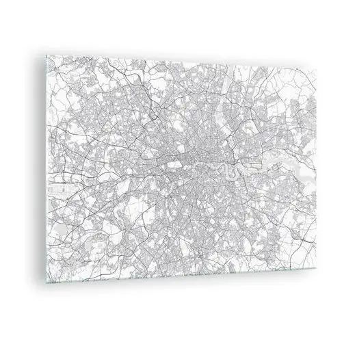Obraz na Szkle Arttor 70x50 cm - Mapa londyńskiego labiryntu - Miasto, Mapa Miasta, Londyn, Grafika, Anglia, Do Salonu, Do Sypialni, Biały, Czarny, P
