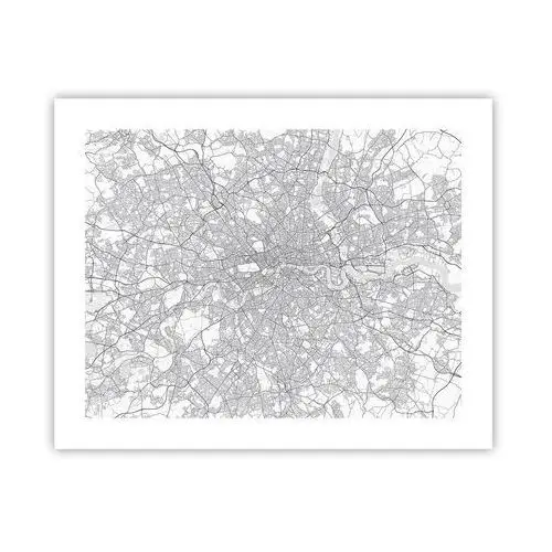 Plakat 50x40 cm - mapa londyńskiego labiryntu - miasto, mapa miasta, londyn, grafika, anglia, do salonu, do sypialni, biały, czarny, poziomy, Arttor