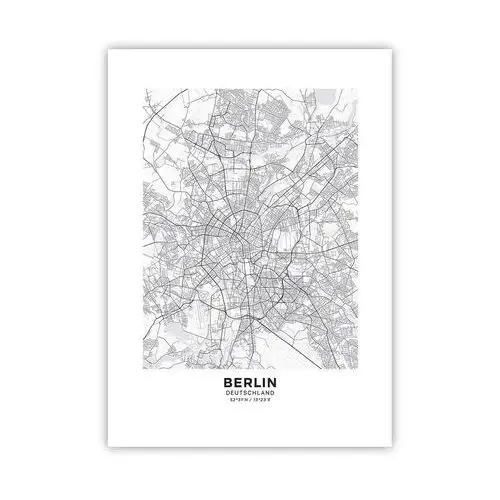 Plakat 50x70 cm - kwiat berlina - miasto, mapa miasta, berlin, grafika, niemcy, do salonu, do sypialni, biały, czarny, pionowy, p2xpa50x70-468 Arttor
