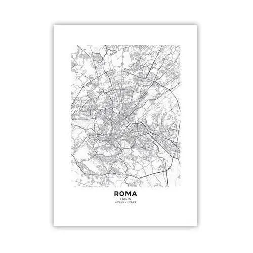 Arttor Plakat 50x70 cm - rzymski krąg - miasto, mapa miasta, rzym, grafika, włochy, do salonu, do sypialni, biały, czarny, pionowy, p2xpa50x70-4682