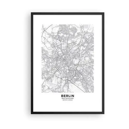 Arttor Plakat w ramie 50x70 cm - kwiat berlina - rama czarna - miasto, mapa miasta, berlin, grafika, niemcy, do salonu, do sypialni, biały, czarny