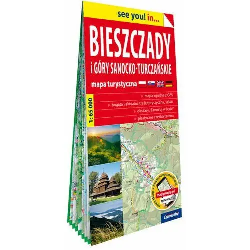 Bieszczady i Góry Sanocko-Turczańskie. Papierowa mapa turystyczna 1:65 000