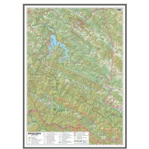 Bieszczady. Mapa turystyczna ścienna 1:75 000