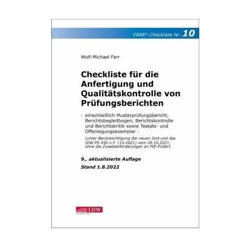 Checkliste 10 für die Anfertigung und Qualitätskontrolle von Prüfungsberichten