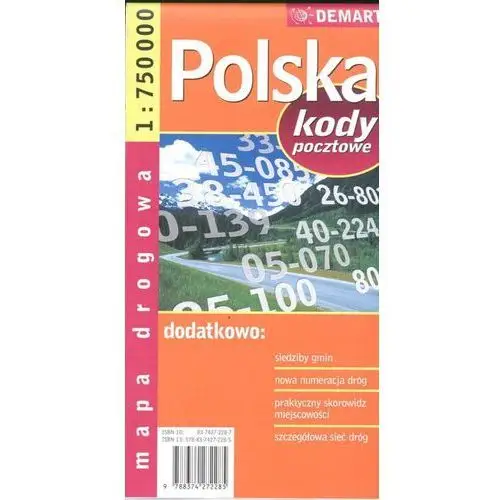 Demart Polska. mapa samochodowa. kody pocztowe 1:750 000