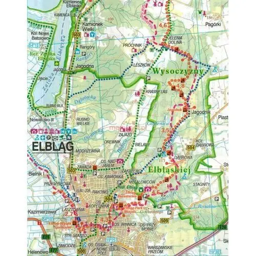 Województwo warmińsko-mazurskie, część zachodnia. wodoodporna mapa rowerowa. nie tylko green velo. Euro pilot