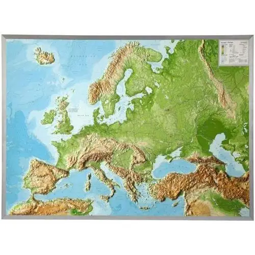 Europa. Mapa plastyczna w ramie 1:8 000 000
