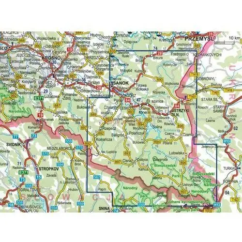 Expressmap Bieszczady i góry sanocko-turczańskie 1:65 000. mapa turystyczna. wyd. 2020