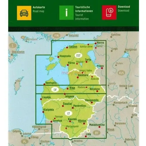 Kraje Bałtyckie 1:400 000. Litwa, Łotwa, Estonia. Mapa samochodowo-turystyczna. Freytag & Berndt, 2580
