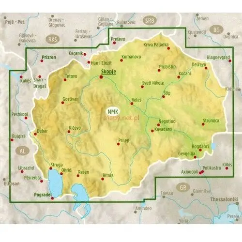 Mapa samochodowa - macedonia północna, 1:200 000