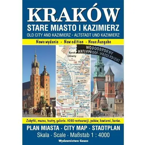 Kraków. stare miasto i kazimierz. plan miasta foliowany 1:4000