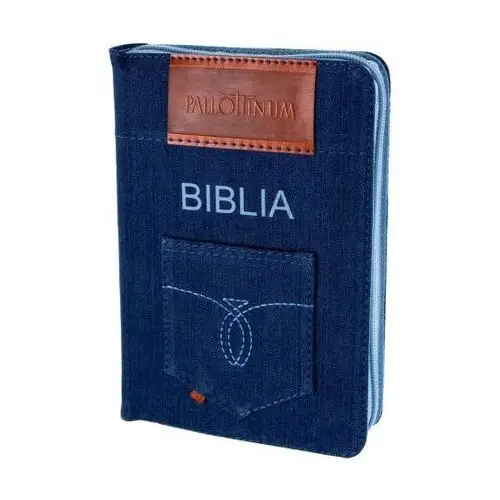 Biblia tysiąclecia - jeansowym futerale z paginatorami i zamkiem Grawer