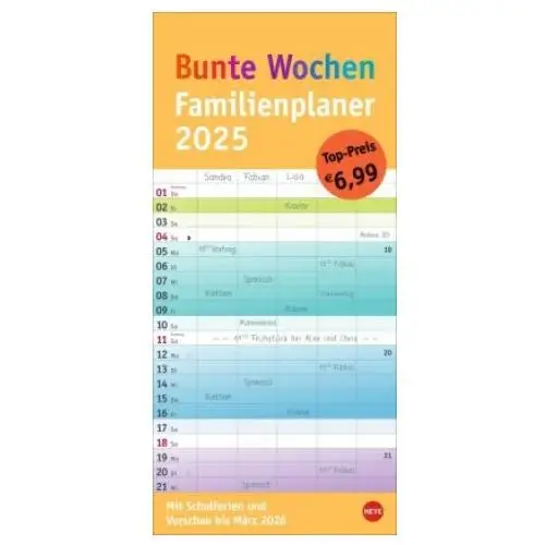 Bunte wochen familienplaner 2025 Heye