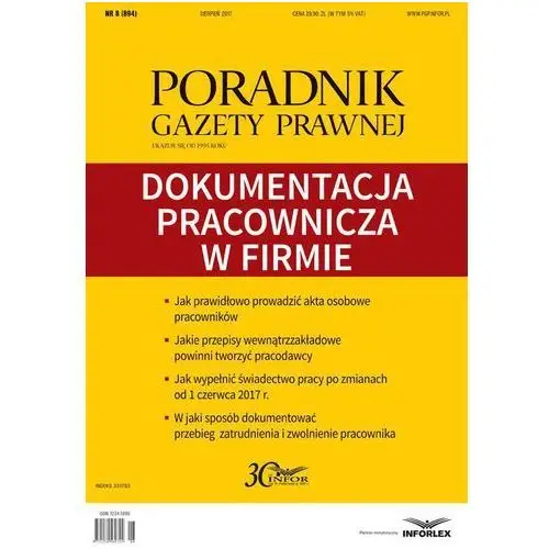 Dokumentacja pracownicza w firmie (pgp 8/2017) Infor pl