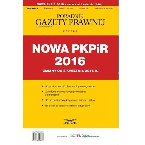 Infor pl Nowa pkpir 2016 - zmiany od 8 kwietnia 2016 r