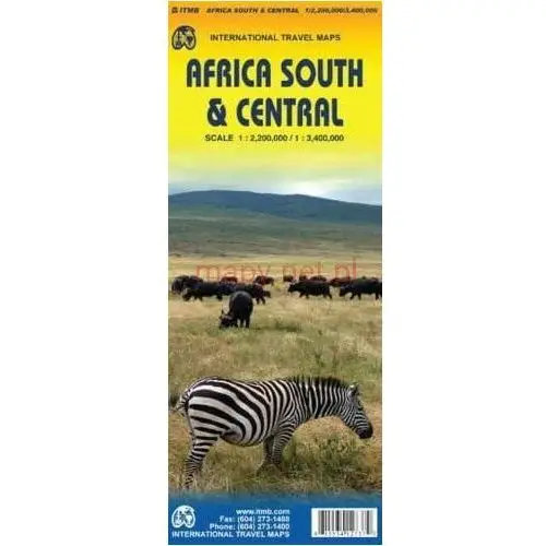 Afryka południowo-środkowa. Tanzania, Mozambik, Malawi, Zambia, Angola, Botstwana, Zimbabwe, Namibia, RPA. Mapa samochodowa. ITMB, 6982