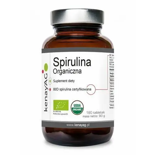 KenayAG, Spirulina Organiczna, suplement diety, 180 tabletek