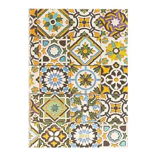 Little, brown book group Porto (portuguese tiles) midi 12-month day-at-a-time hardback dayplanner 2025 (elastic band closure)