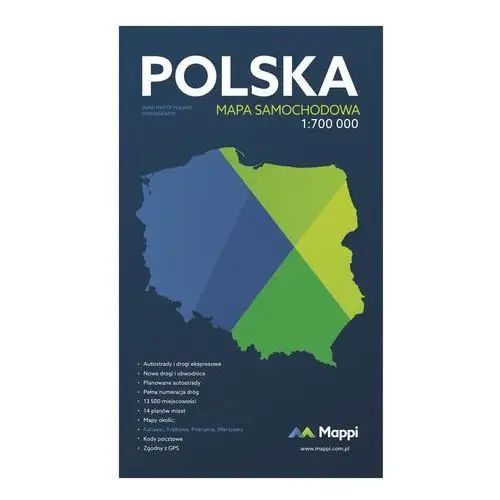 MAPA SKŁADANA POLSKI 2016 - SAMOCHODOWA 1:700 000