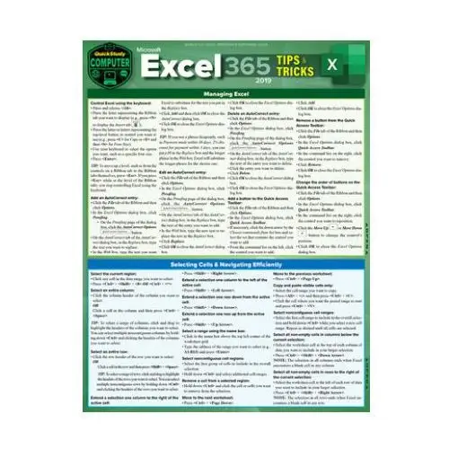 Microsoft excel 365 tips & tricks - 2019: a quickstudy laminated software reference guide Quickstudy reference guides