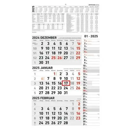 Neumann verlage gmbh & co 3-monatskalender kombi 2025 - büro-kalender 33x45 cm (geöffnet) mit datumsschieber - zettler - 957-0011