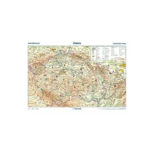 Česko - vlastivědná mapa, 1: 1 100 000 / obrysová mapa / 46 x 32 cm Neuveden