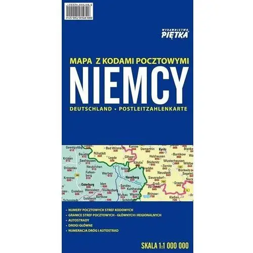 Niemcy 1:1 000 000 mapa z kodami pocztowymi