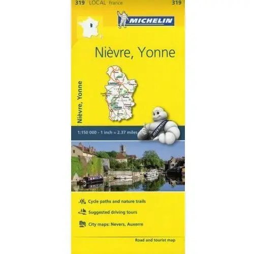 Nievre, Yonne. Mapa 1:150 000