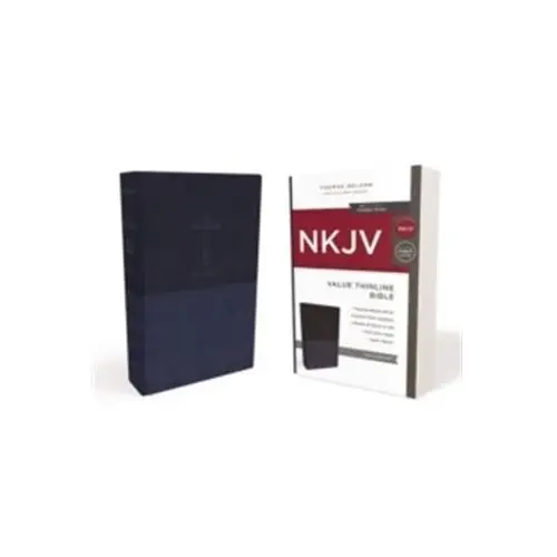 NKJV, Value Thinline Bible, Standard Print, Leathersoft, Blue, Red Letter Edition, Comfort Print Nelson DeMille