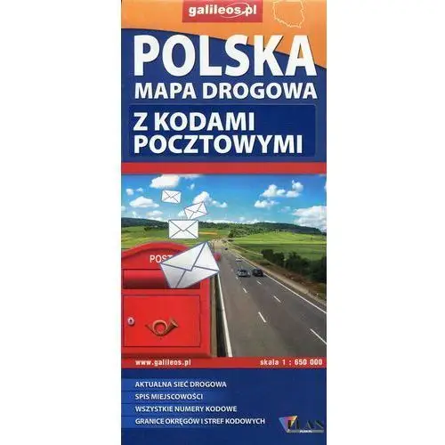 Polska mapa drogowa z kodami pocztowymi 1:650 000 - lider serwis Plan