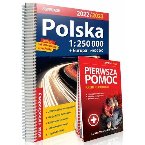 Polska. Atlas samochodowy + instrukcja pierwszej pomocy 1:250 000