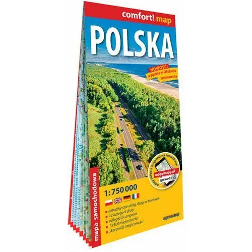 Polska laminowana mapa samochodowa 1:750 000