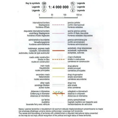 Praca zbiorowa Europa papierowa mapa samochodowa 1:4 000 000