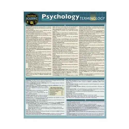 Quickstudy reference guides Psychology terminology: a quickstudy laminated reference guide