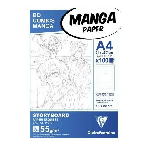 Manga-Block für Storyboard A4 100 Blatt 55g, mit sechsteiligem Raster