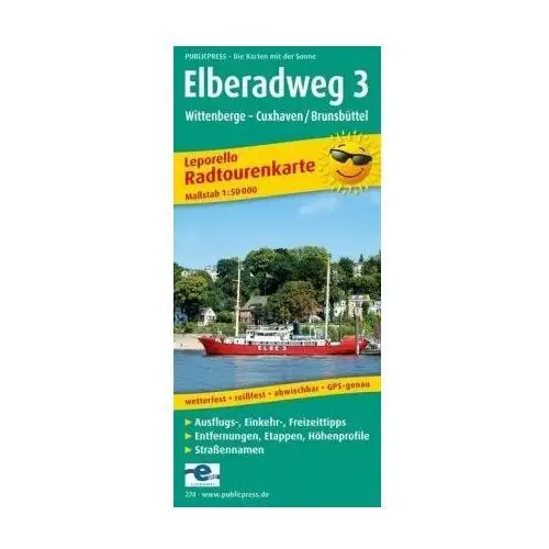 Radwanderkarte Elberadweg 03. Wittenberge - Cuxhaven/Brunsbüttel 1: 50 000