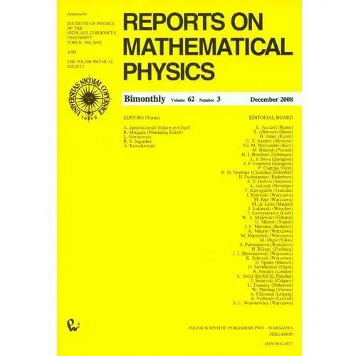 Reports on Mathematical Physics 62/3 2008