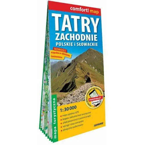 Tatry Zachodnie, polskie i słowackie laminowana mapa turystyczna 1:30 000