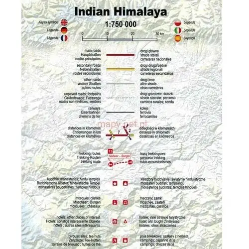 Trekking map Himalaje Indyjskie 1:350 000 mapa